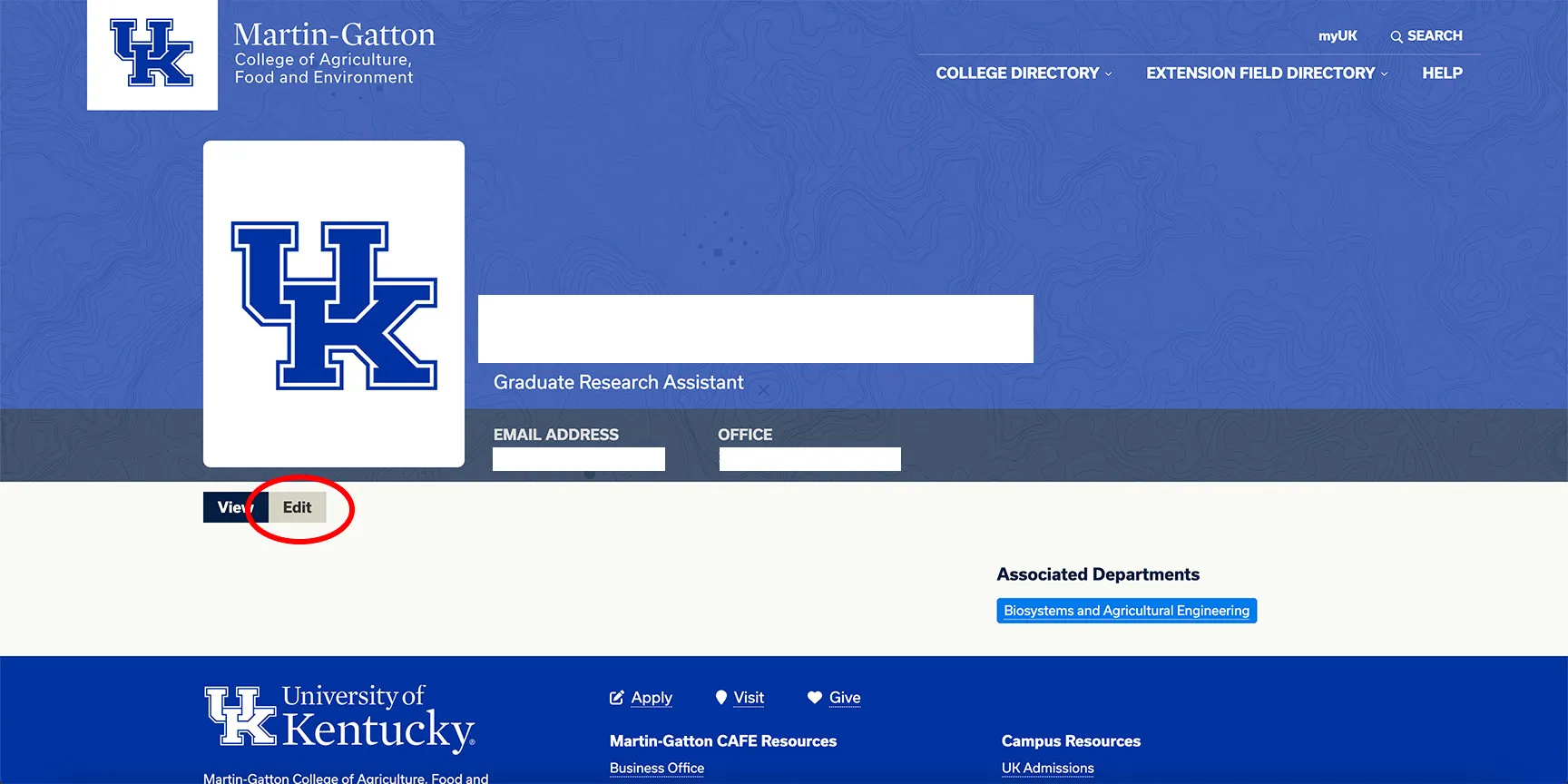 Screenshot of Edit Profile button